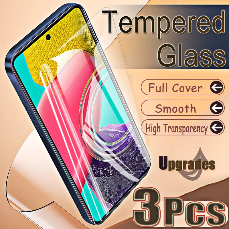 Upgrade 3PCS Fingerprint-Unlock Protect 9H Tempered Glass For Samsung Galaxy M53 M 53 Anti Explosion HD Screen Protectors Film