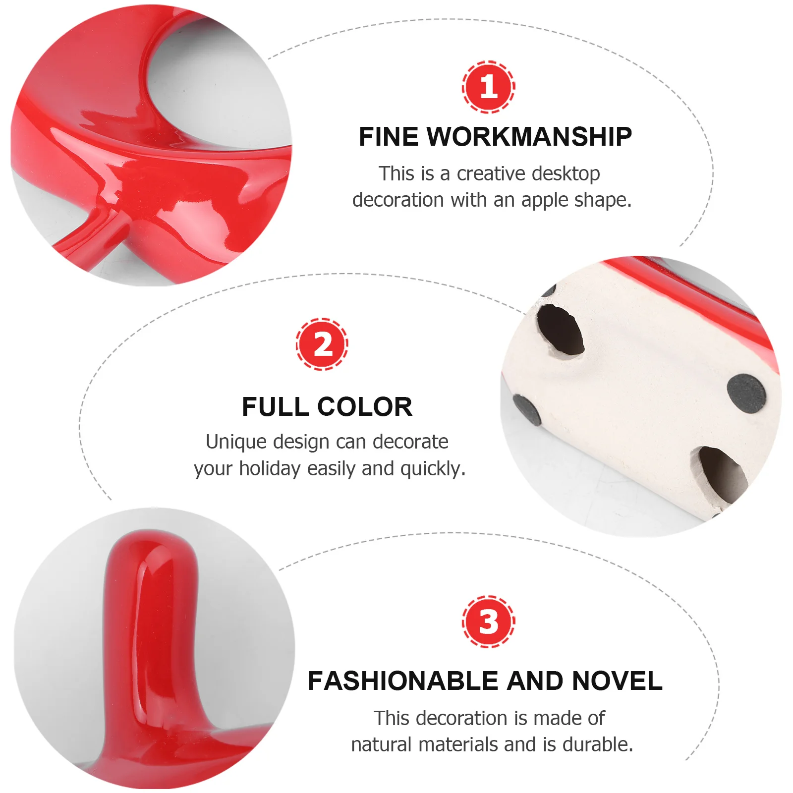 

1Pcs Creative Apple Design Ceramic Adornment Fine Workmanship Festival Decoration for Office Store Kindergarten Use