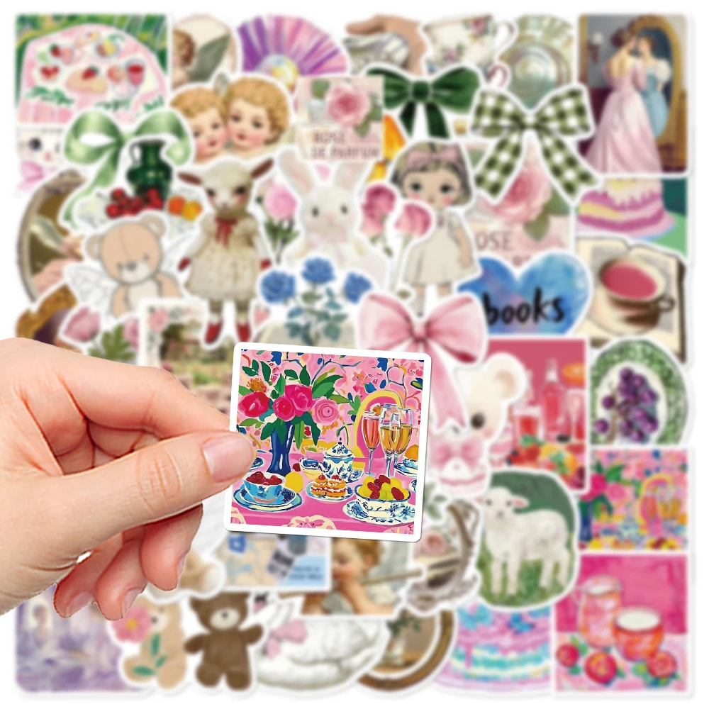 10/30/56pcs Vintage Cute Pink Mysterious Girl Stickers Aesthetic Sticker Decoration DIY Phone Case Suitcase Water Bottle Decals