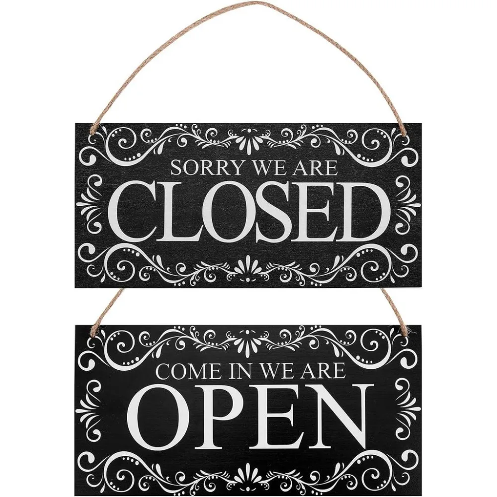 Wood Open and Closed Store Business Sign 