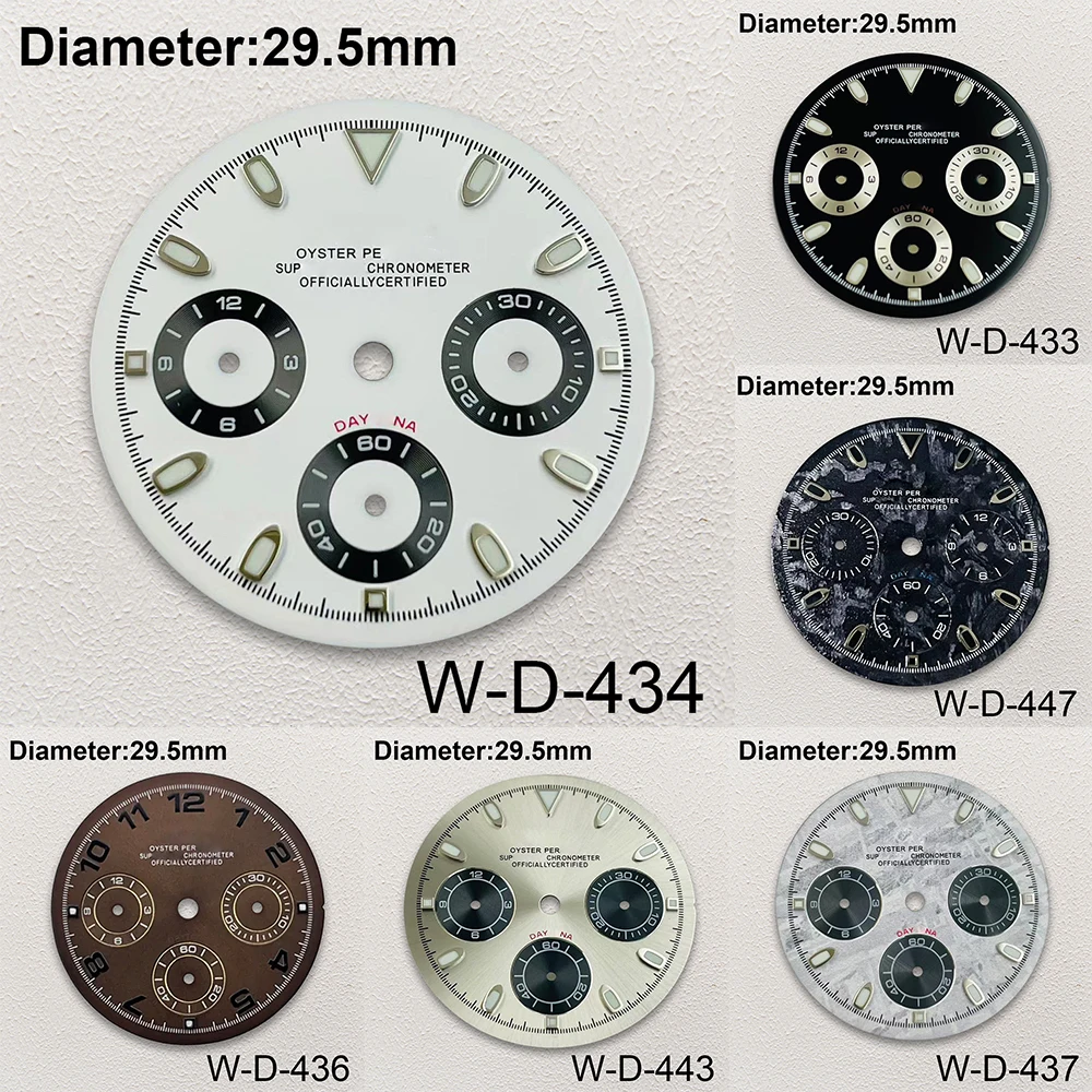 29.5mm S Logo DTN Panda Dial Suitable For VK63 Movement C3 Green Luminous Watch Modification Accessories