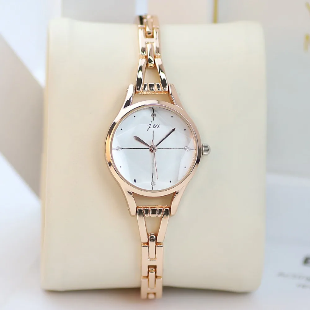 Reloj Retro con diamantes de imitación Para Mujer, Relojes de pulsera elegantes de oro rosa, reloj de pulsera de cuarzo de lujo Para Mujer