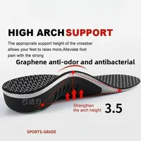 Plantillas deportivas unisex con soporte para el arco que absorben los golpes para aliviar el dolor y la fatiga del pie, grafeno antibacteriano y resistente a los olores