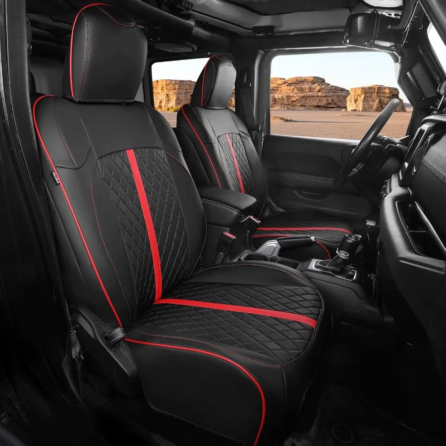 

Чехлы на сиденья для Jeep Wrangler 4Door JK 2013 2014 2015 2016 2017, индивидуальный чехол на автомобильное сиденье, полный комплект, роскошные кожаные защитные чехлы для сидений W