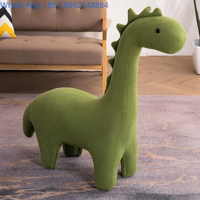 Knitted Dinosaur Sofa Chair Small Ride-on Living Room Decoration Cartoon Animal Giraffe Stool