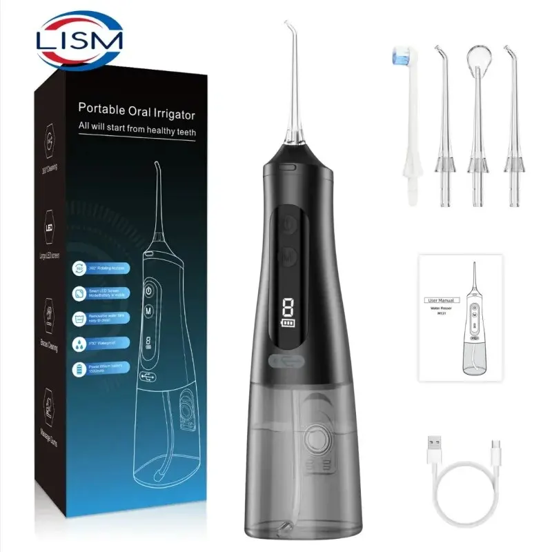 Oral Irrigator USB Rechargeable Water Flosser Portable Dental Water Jet 310ML Water Tank Waterproof Teeth Cleaner