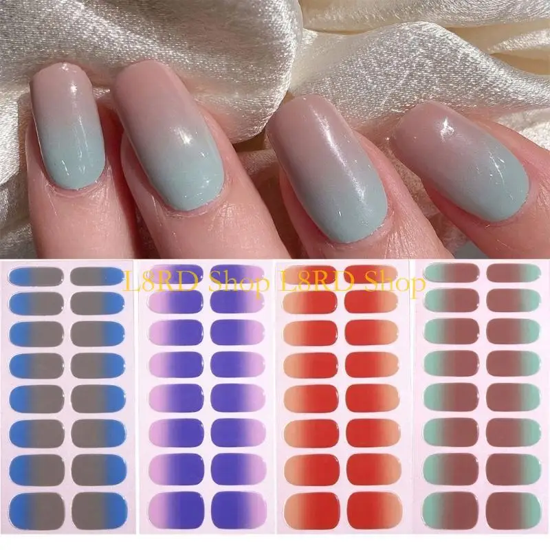 L8RD 4 Tấm gel tự dính móng tay Nails Art Sticker gradient Nails Polish Sticker Nails đề can Nails Trang trí