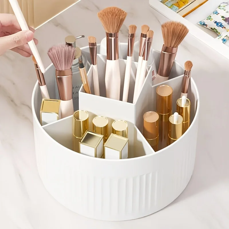 Rotating Desktop Storage Box Cosmetic Brush Organizer Tube Table Dresser Eye Shadow Brush Pen Holder for Home Organization view 4