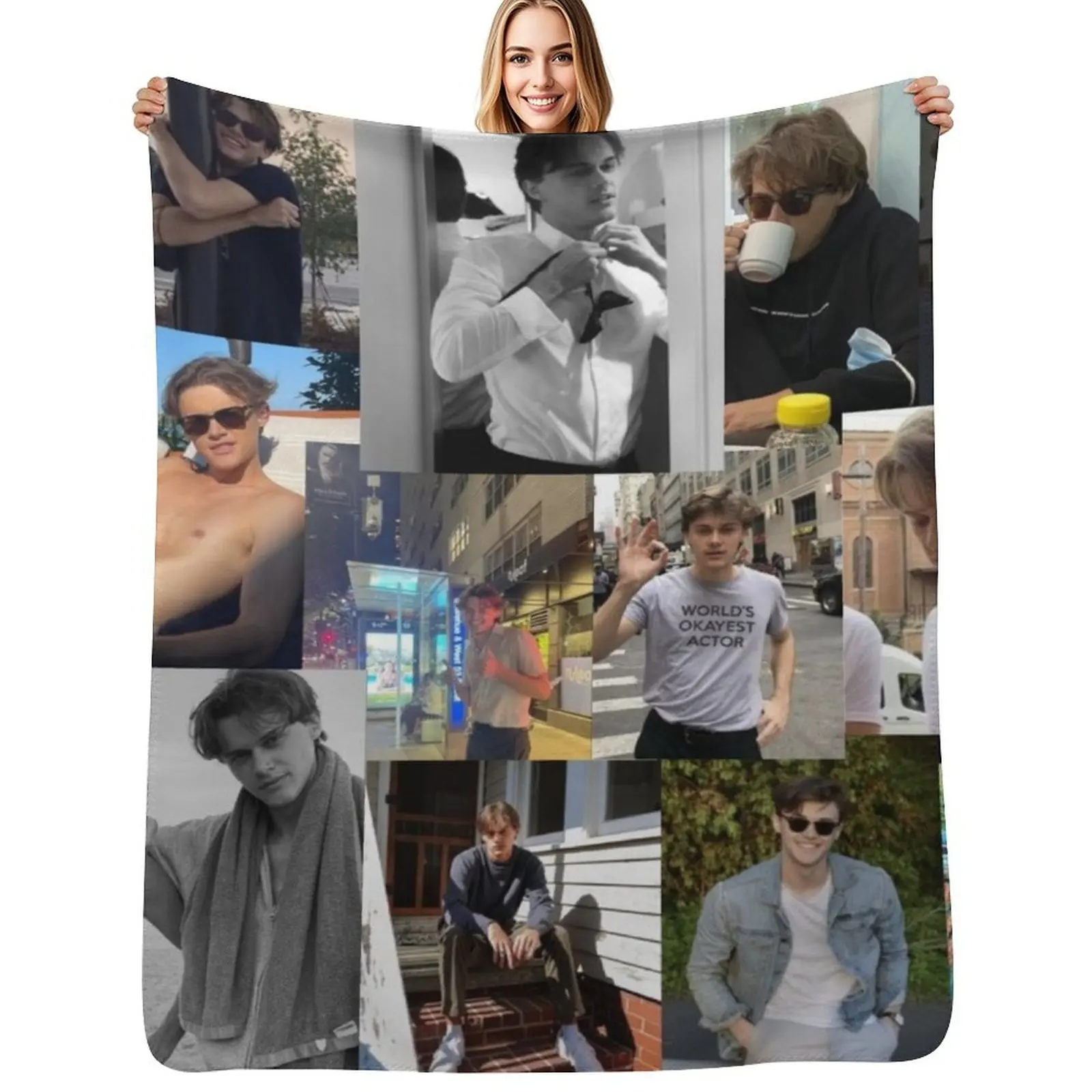 

Christopher Briney Pic collage Throw Blanket Blankets For Sofas Bed covers Winter beds Luxury Designer Blankets