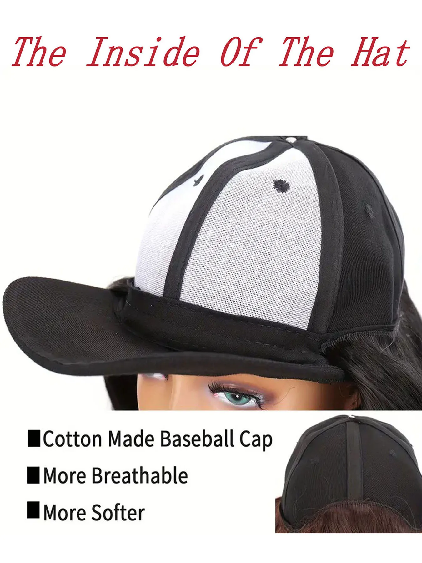 Chapéu perucas sintéticas curto bob peruca reta com boné de beisebol preto ajustável chapéu perucas extensões de cabelo reto para moda feminina