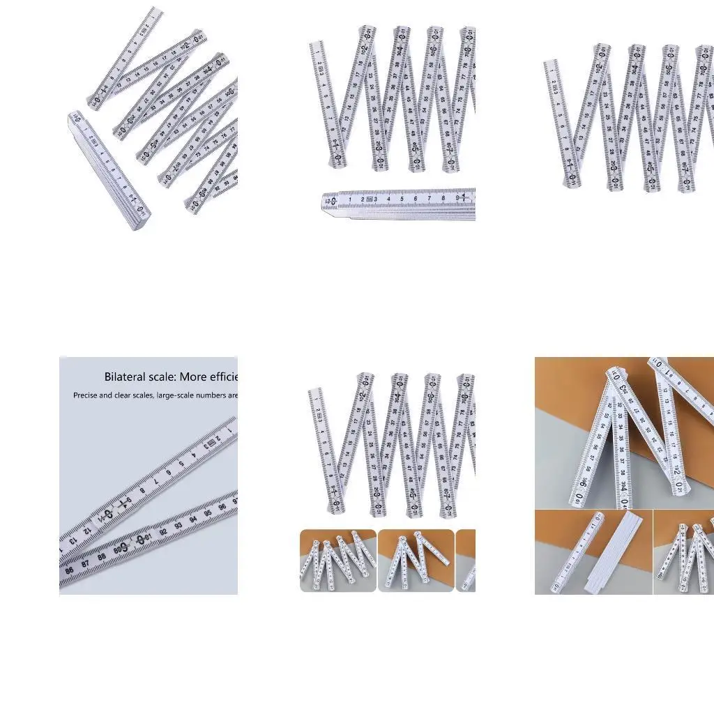 

Y1UD 2Pcs 1meter Metric Ruler Foldable Measuring Tool for Engineers & Students