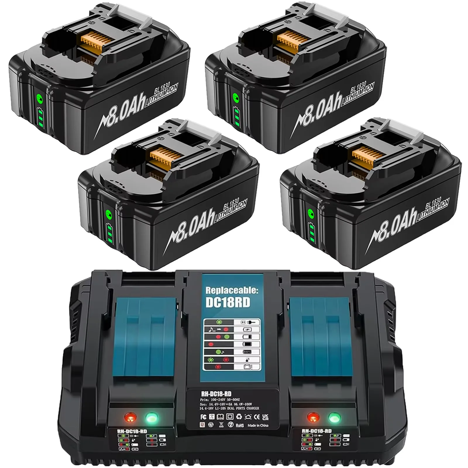 18V 8000mAh Voor Makita BL1830 Vervangende Batterij Compatibel voor Makita BL1830 BL1850 BL1860 BL1850B BL1840B 18V Power Tool
