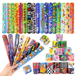 10pcs Cartoon Unicorn Dinosaur Clap Circle Football Mermaid Slap Bracelets For Kids Birthday Party Favors Gifts Fillers Prizes
