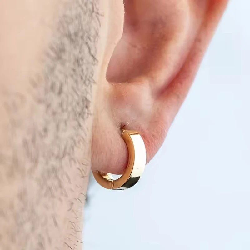 Piercing bijouterie 1 paire boucles d'oreilles créoles minimalistes boucles d'oreilles créoles en acier inoxydable unisexe classique Punk bijoux de perçage d'oreille