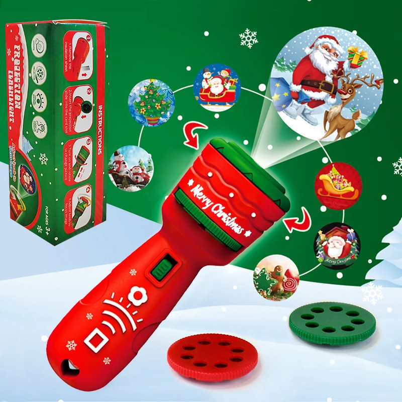 أطفال العارض مصباح يدوي لعبة الإضاءة المعرفية الكرتون عيد الميلاد نمط متعة العارض الأطفال صبي فتاة هدية