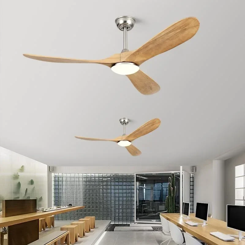 New Large Ceiling Fan With Remote Control DC Motor Reverse Wood Blades Fans Lighting High Quanlity Design Wooden Fans Light