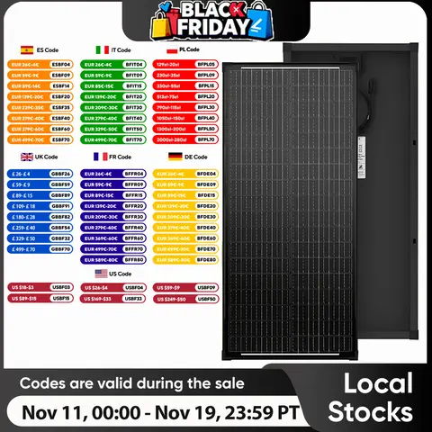 WERCHTAY 100W 12V 12BB Monocrystalline Solar Panel IP67 Waterwoof High-Efficiency & Easy to Install for RV Boat Roof Charging