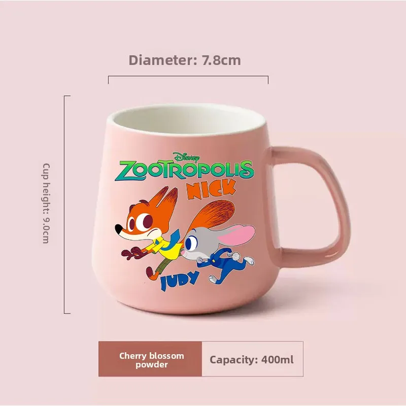400 مللي ديزني Zootopia الإبداعية السيراميك فنجان شاي القهوة للزوجين أنيمي القدح المشروبات الحلوى الإفطار كوب حليب مقبض درينكوير