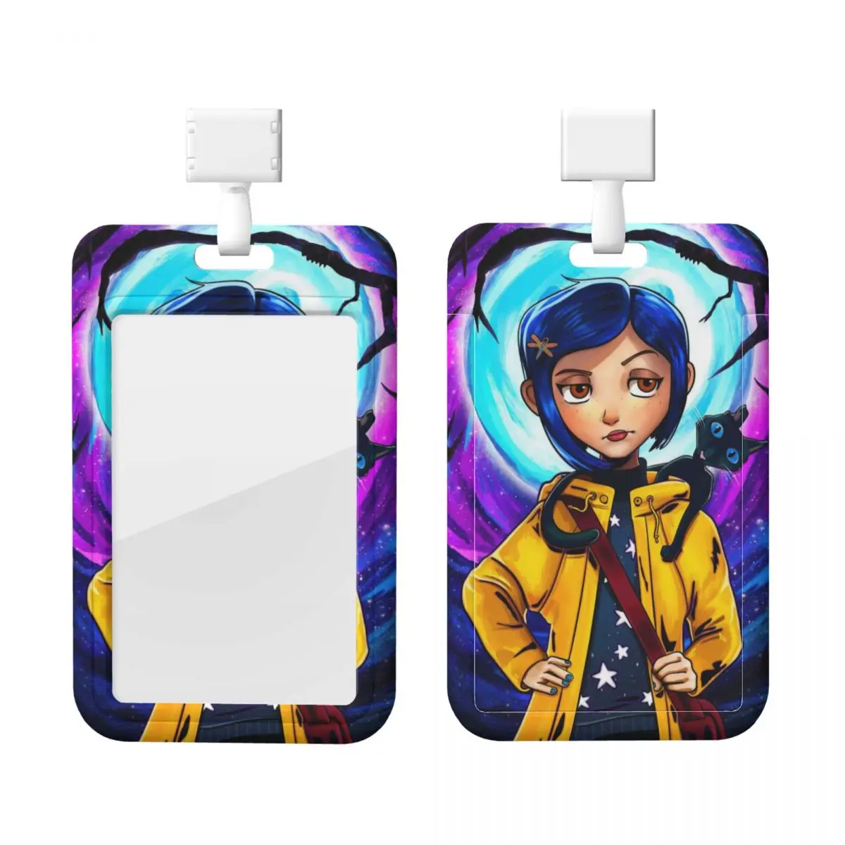 

Custom Coraline Horor Cartoon Card Badge Holder Card Holder Men Women Halloween Movie Neck Strap ID Credential Holder For Nurse