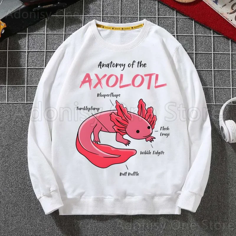 Anatomy of The Mexican Axolotl Kawaii Fashion Men's Hoodies Spring Autumn Male Casual Sweatshirts Men's Sweatshirt Tops