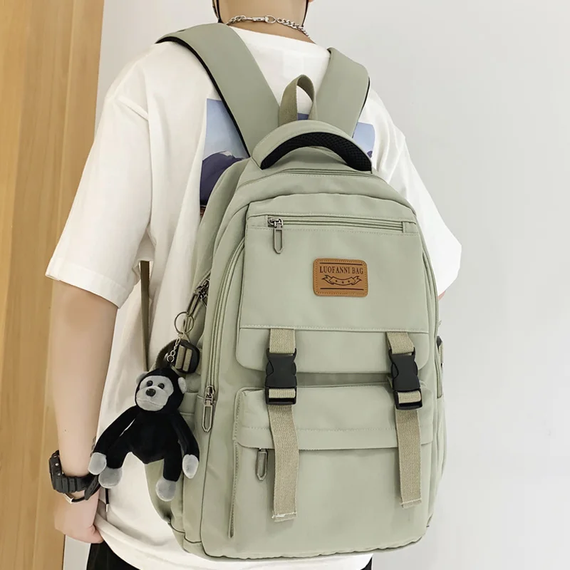 New Large Capacity Insert Buckle Nylon Backpack Unisex Fashion Travel Bag College Couples Schoolbag Girls Laptop Backpack