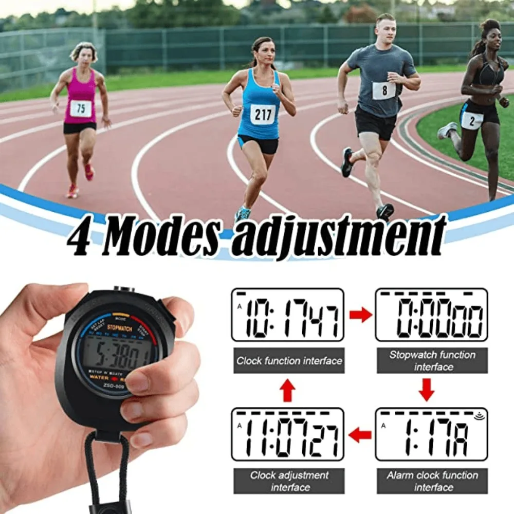 2PCS SET Digital Stopwatch Sports Counter Chronograph Date Timer Odometer Watch,Handheld sports stopwatch, waterproof digital display, chronograph, counting timer, fitness timer