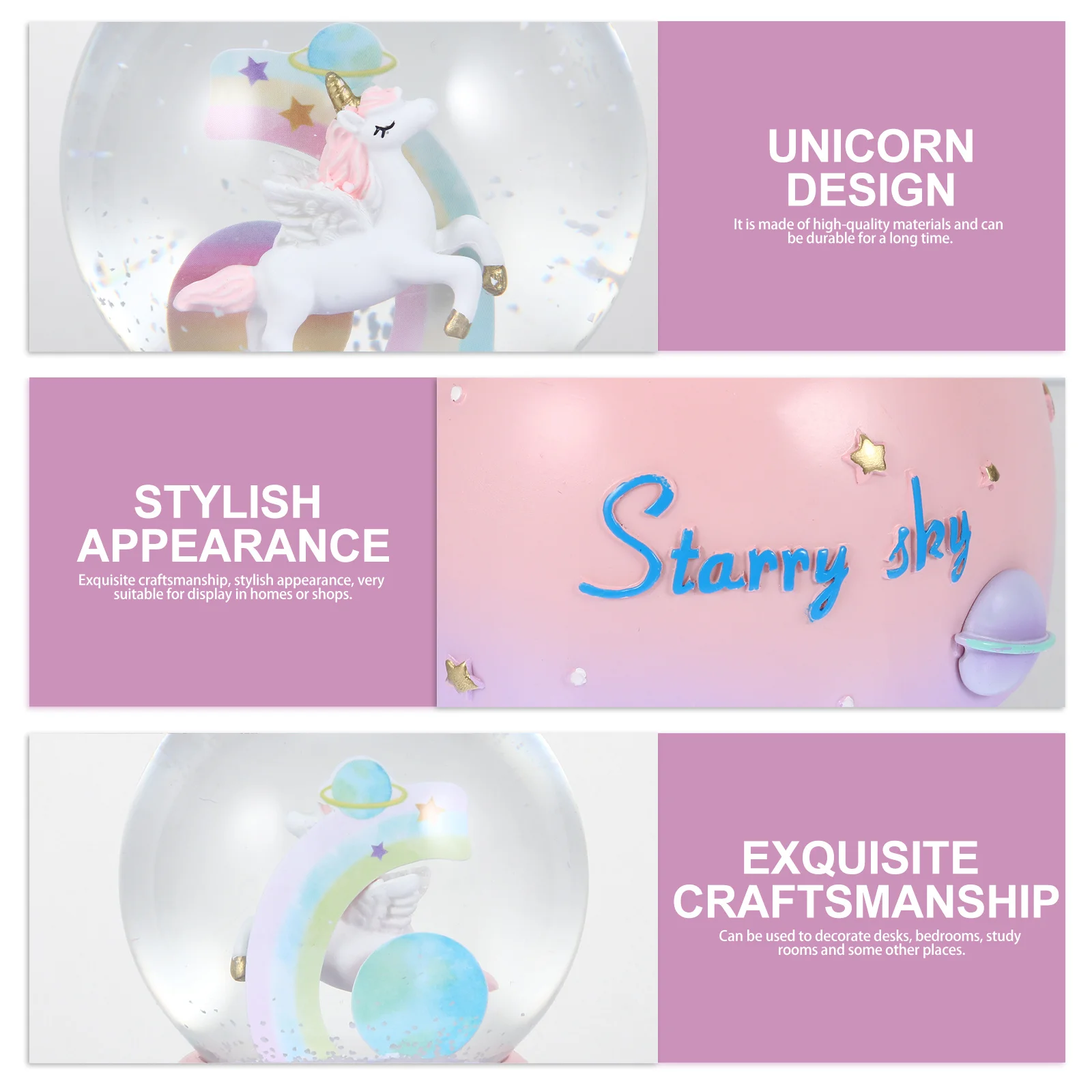 

Unicorn Music Box Crystal Ball Decoration Lamp Ornament Desktop Home Bedroom Gift Night Light Stylish Decor
