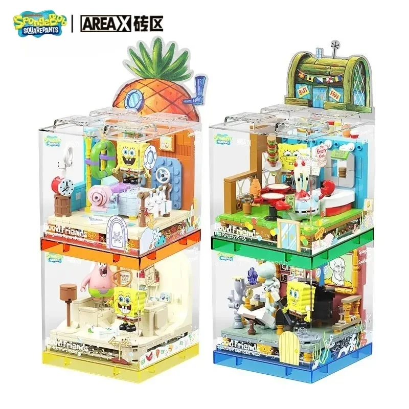 Areax Bob l'éponge blocs de construction boîte chambre modèle jouet Patrick Star maison bureau décoration vacances Surprise cadeaux pour les enfants