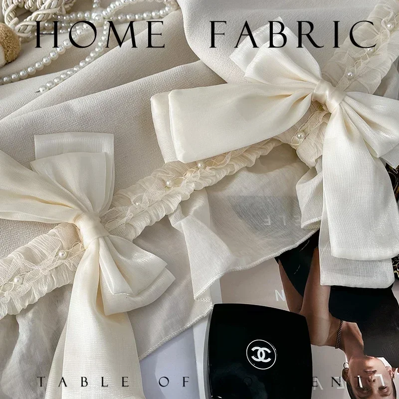 

Французский кремовый синель с вышивкой и бантом, оборками, плотные шторы для гостиной, французское окно, балкон, оконный экран на заказ