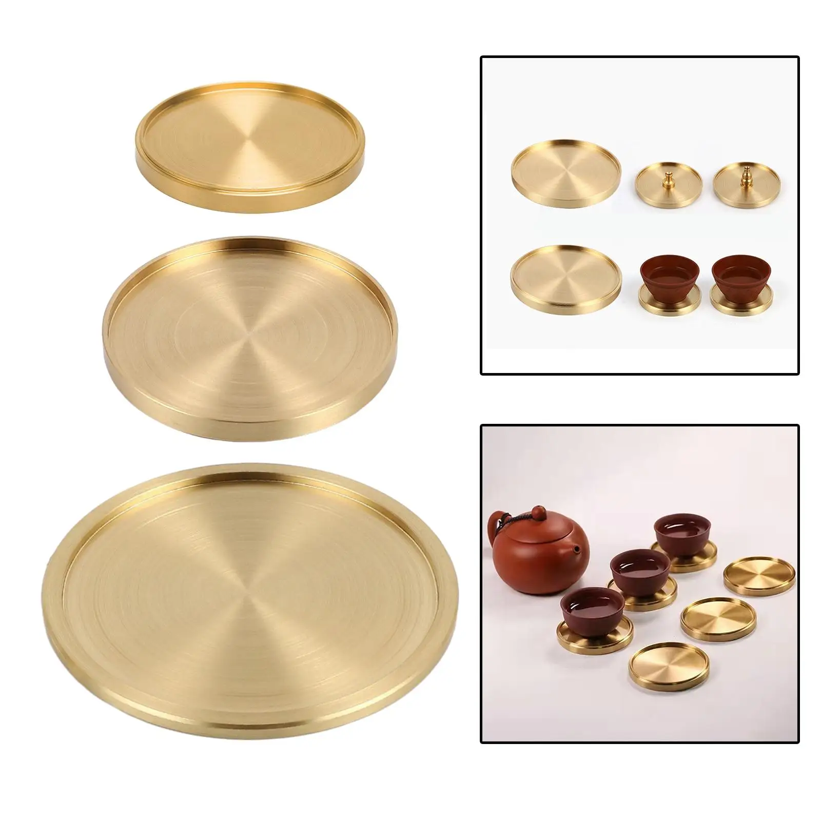 Metal Brass Coaster Copper Round Cup Heat Insulation Coaster for Home Counters Kitchen Tea Cup Mats Round Nonslip Copper Decor