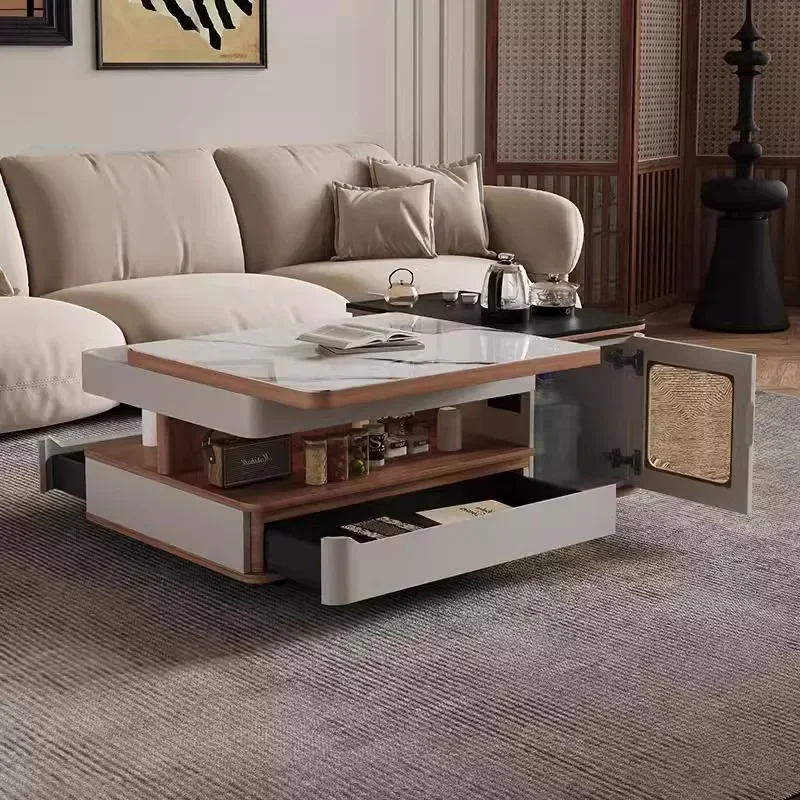 LX متعددة الوظائف لوح الصخور طاولة شاي الكونغ فو الحديثة بسيطة تلسكوبي غرفة المعيشة المنزلية المتنقلة شقة صغيرة الشاي المتكاملةSSS