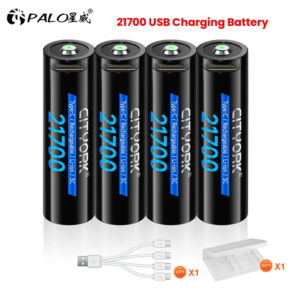 

2-12pcs 100% Original 3.7V 21700 USB Battery 21700 Multi-function Lithium li-ion Rechargeable Batteries Type-c Input 5V Output