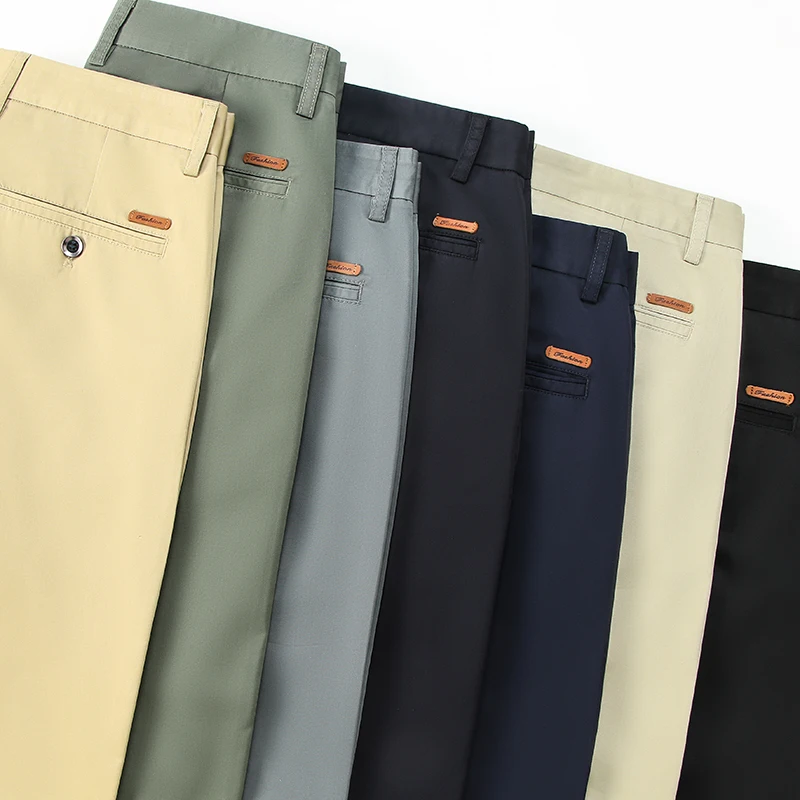 Pantaloni Casual pantaloni larghi estivi da uomo d'affari pantaloni da ufficio pantaloni da ufficio dritti di mezza età plus Size pantaloni formali