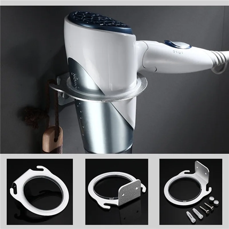 Aluminum Wall Mounted Hair Dryer Holder Rack Hanger Home Bathroom Hairdryer Storage Shelf Organizer Hanging Rack  7.5cm