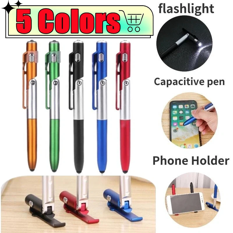 

Multifunction Ballpoint Pen with LED Light Fold Phone Holder Night Read Writing Pencil Office School Student Stationery Supplies