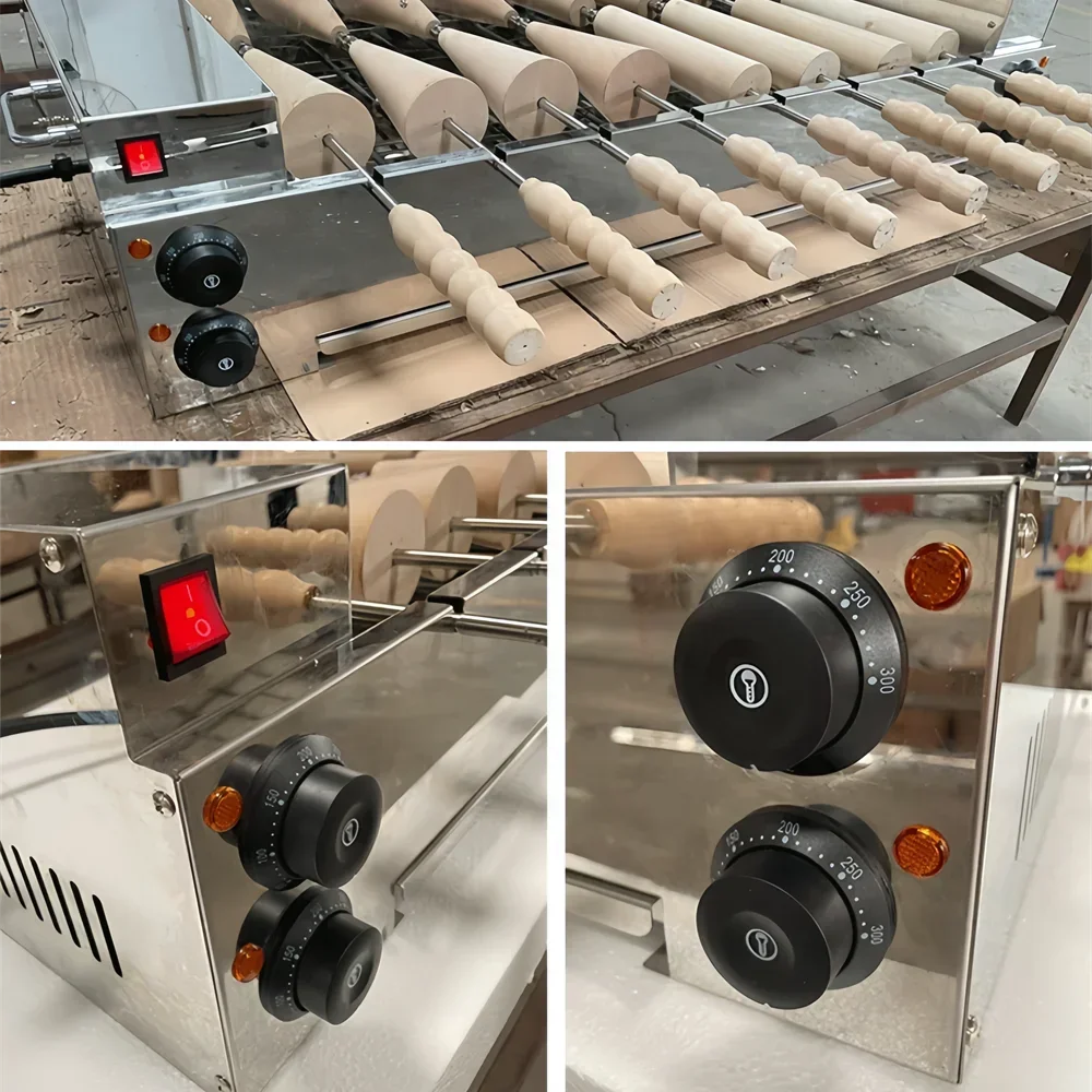 With 8 Roller Electric Hungarian Chimney Cake Maker Chimney Cake Rolls Grill Oven Machine Waffle Maker Bread Roll Baking Machine 3