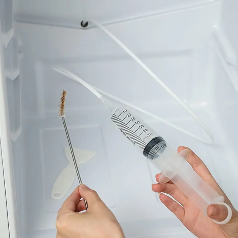 Urządzenie do czyszczenia lodówki z odwadniającym otworem i odwadniającym spiralną szczotką do czyszczenia strzykawka 5 szt. Zestaw narzędzi do