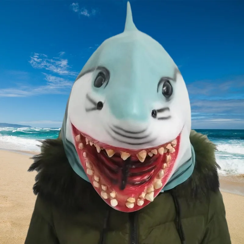 Le Cool New Headgear Party Latex Man-eating Tiger Shark Horror Mask