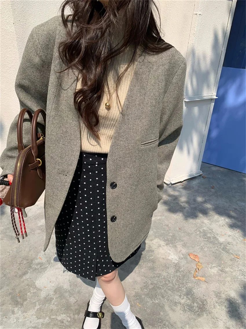 Oversize Women Coats Warm Winter Fashion Loose 2025 Daily Slim Warm Office Lady High Street Casual Blazers