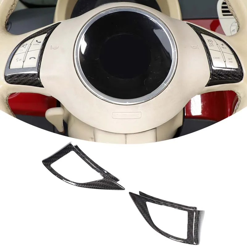 

For 2008-2015 Fiat 500/Abbas Car Steering Wheel Button Decoration Frame True Carbon Fiber Automotive Modification Accessories