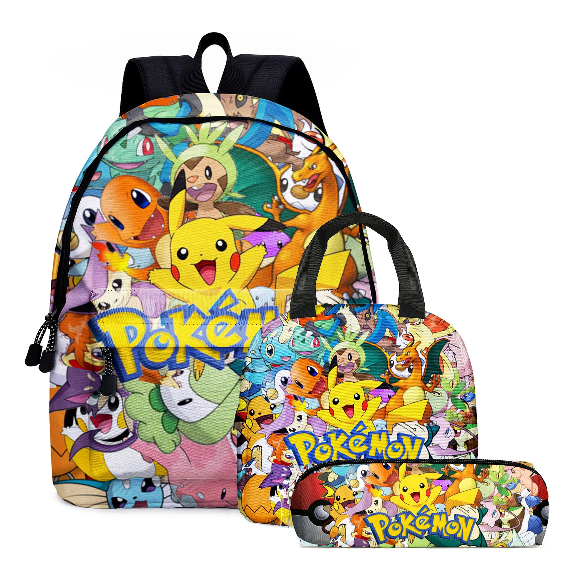 Pokemon Backpack Study Stationery Box Pencil Cas School Bag Cartoon Pikachu Casual Canvas Pocket Monster Student Children\'s Day