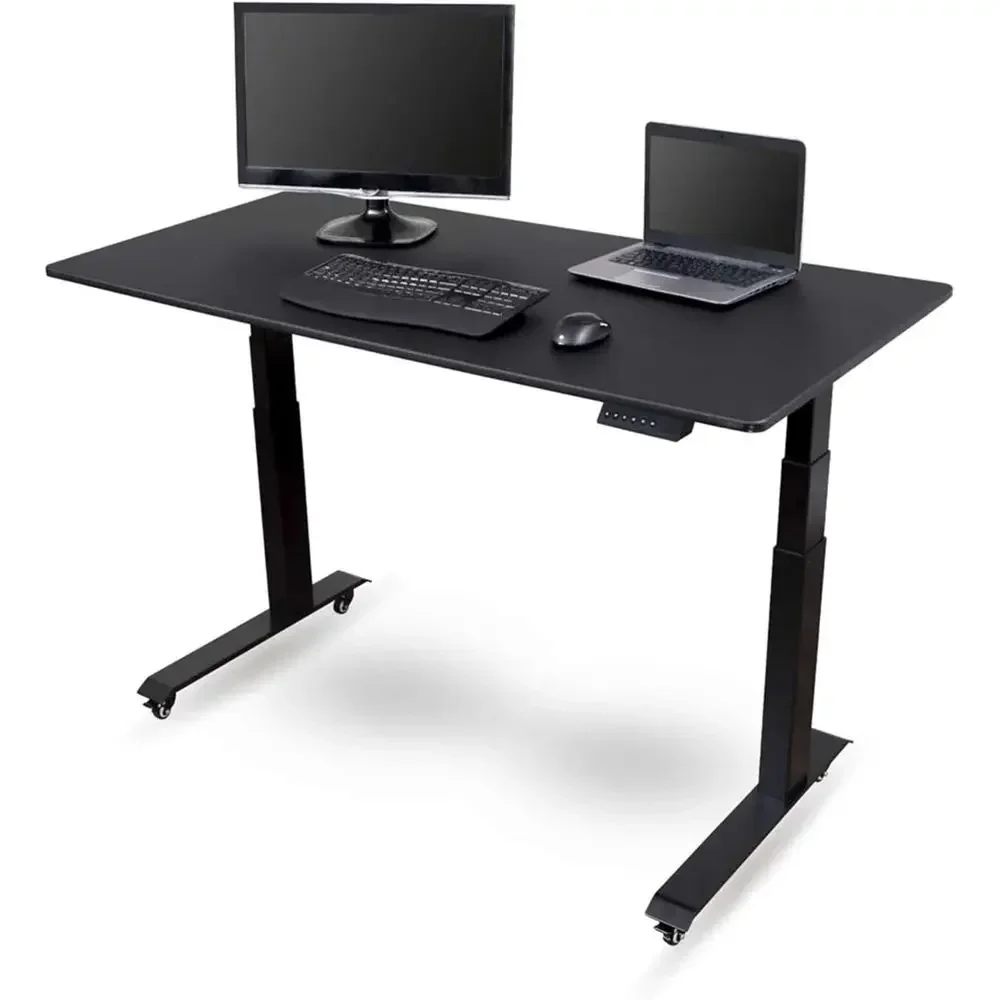 Electric Adjustable Height Standing Desk with Programmable Memory, Black/Black Matte Top, 60 Wide