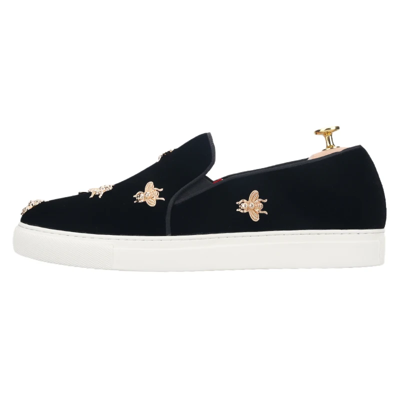 Piergitar Spring/Summer New Design Golden Metal Bees Buckles Men Velvet Shoes Easy Walk Style Sneakers Handcrafted In GuangZhou