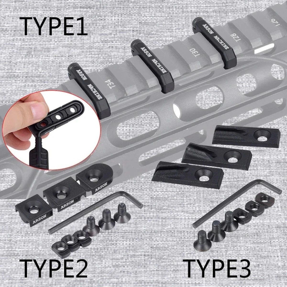 Image of Taktisches 3-teiliges Kabelmanagement-Set für SureFire M300 M600 PEQ DBAL-A2 Taschenlampenschalter-Kabelclip