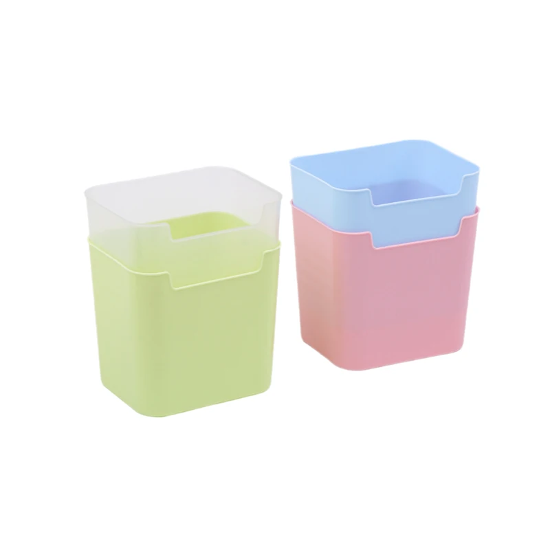 Creative Pencil Organizer Large Capacity Pen Holder Solid Color Desktop Storage Box Simple Stationery Box Office Supplies