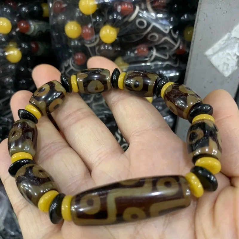 New Three-eye Old Dzi Bead Bracelet Agate Chalcedony Bracelet for Couples