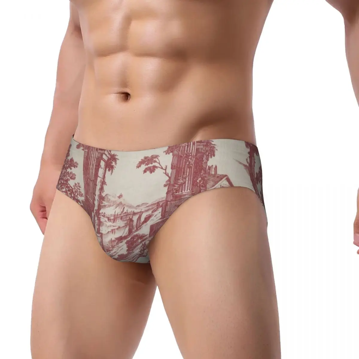 Custom Toile De Jouy Rural Life Men's Briefs Panties Men Breathable Underwear Underpants