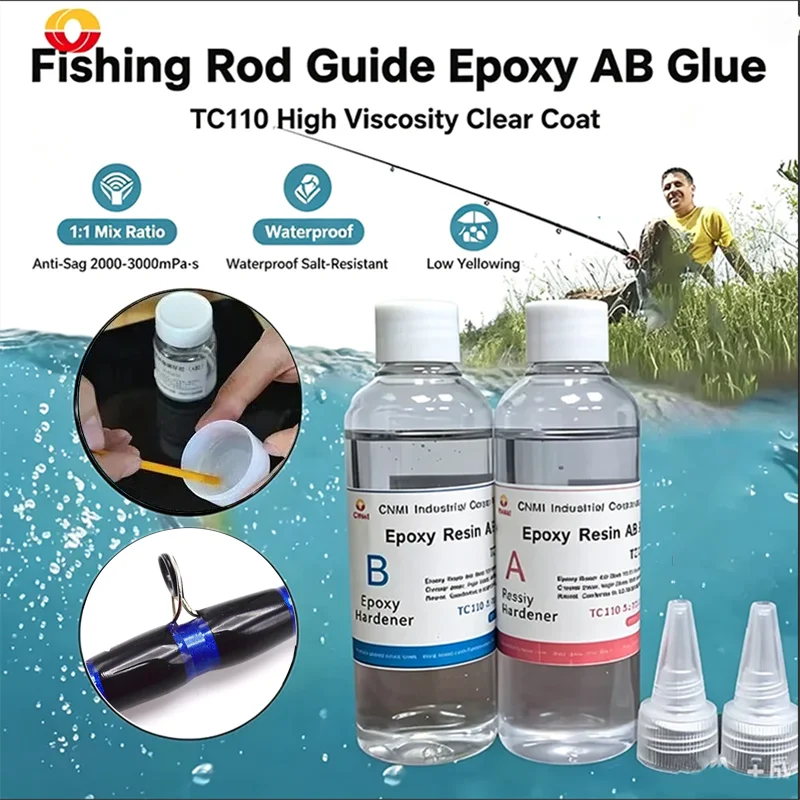 100ml/200ml Durable Fishing Rod Adhesive Epoxy Resin AB Glue for Twine Fishing Rod Guide Ring Fixed Repair Glue Fishing Tackle