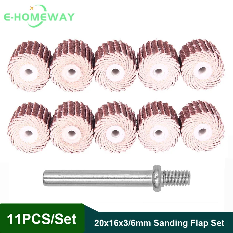 10 szt. Zestaw ściernica listkowa szlifierskich 20*16mm 3/6mm szlifierka z głowicą ścierną papier ścierny polerowanie usuwanie rdzy do Dremel