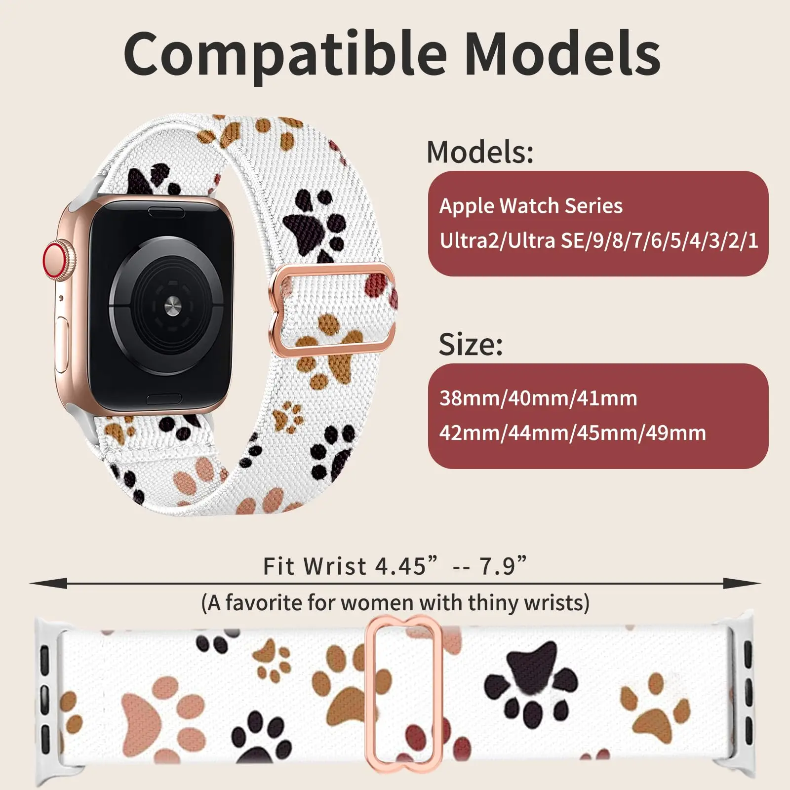 Stretchy Band Compatible For Apple Watch 38mm 40mm 41mm 42mm 44mm 45mm 49mm for Women,For iWatch Series 9 8 7 6 SE 5 4 3 2 1 - view 4